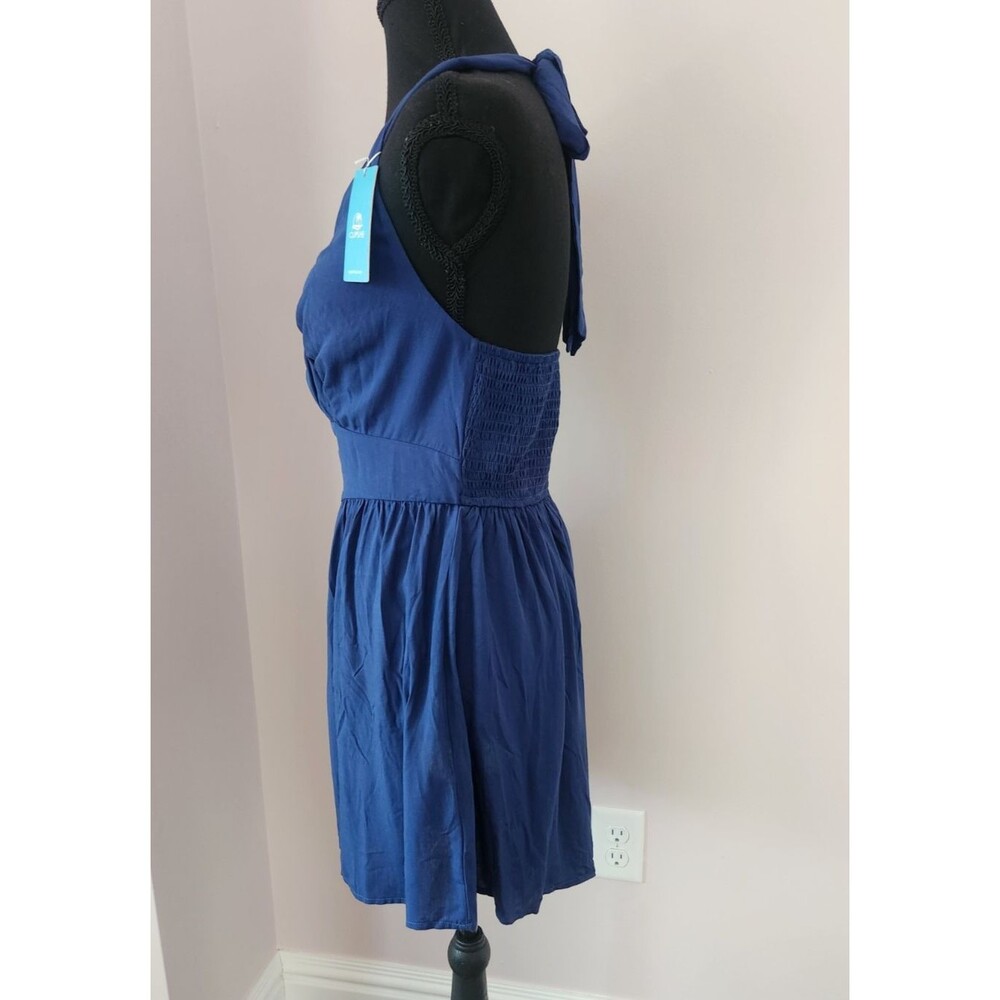 NWT Cupshe Halter Romper Navy Blue Wide Leg Plunging V-Neck Summer Size Small - Picture 4 of 7